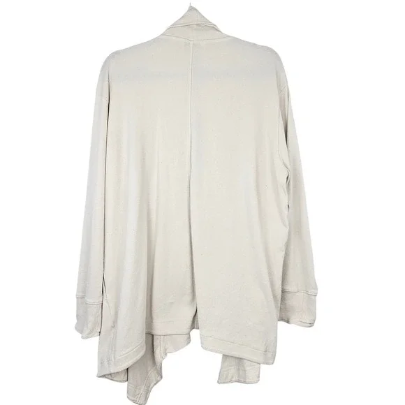 Athleta Ribbed Open Front Cardigan Wrap Cream Women's XL Shawl Collar - Picture 6 of 7